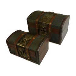 Set Of 2 Colonial Boxes - Metal Embossed