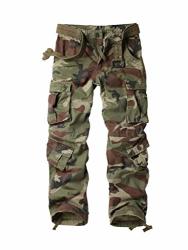 Akarmy Men's Casual Relaxed Fit Cargo Pants Outdoor Multi-pocket Cotton Relaxed Fit Work Pants 3354 Battlefield Camo 40