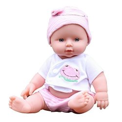Genmine Baby Kids Reborn Baby Doll Soft Vinyl Silicone Lifelike Full Body Realistic 12 Inches Sound Laugh Cry Newborn Baby Toy Look Real With