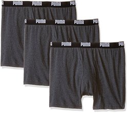 Puma Men's 3 Pack 100% Cotton Boxer Brief Dark Grey Large