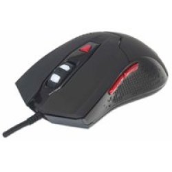 Wired Optical Gaming Mouse With Leds - USB Six Button With Scroll Wheel Adjustable Dpi LED Lighting Black With Red Buttons Retail Box