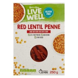 Live Well Red Lentil Penne 250G