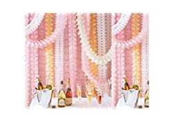 Global Huntress Lucky Four Leaf Clover Hanging Garland In 3 Colors Tissue Paper Flowers Garland 12 Feet Long In Pink White And Cream Pack Of 6 Pink