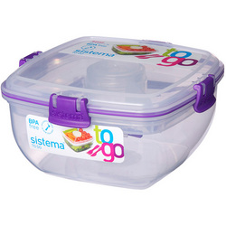 Sistema 1.1L To Go Salad Container With Purple Handles