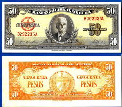 Cuba 50 Pesos 1958 Unc Iniguez Caribe