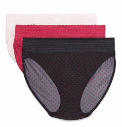 Warner's Women's Blissful Benefits No Muffin Top Micro Hi-cut Panties With Lace Multipack Lk sangria black W ladybug Dot Print L