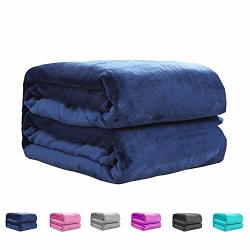 Uozzi Bedding Navy Twin Blanket Fuzzy Fleece Flannel Reversible All Season Kids Tv Blanket Super Soft And Warm Lightweight Cozy Luxury Microfiber Bed Blanket 60"X80
