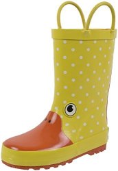 Rainbow Daze "gone Quackers" Yellow Duck Printed Rubber Rain Boots For Kids Size 11 12