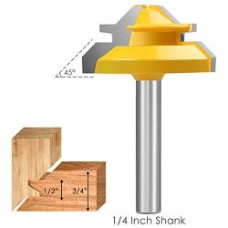Kowood Router Bit 45 Degree Lock Miter Router Bit 1 4 Inch Shank Professional Wood Cutting Tools For Commercial Users And Beginners