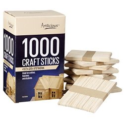 Alphatool 500 Pcs Colorful Sawtooth Wood Craft Sticks- Assorted