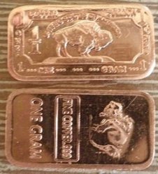 Buffalo Usa 1 Gram Fine Copper Solid Bar Ingot