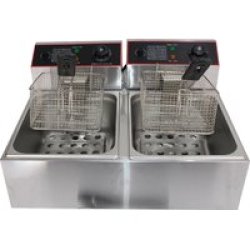 5000W Stainless Double Tank Electric Chips Fryer 6L+6L
