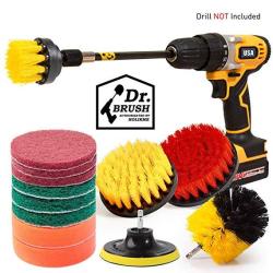 Holikme 14PIECE Drill Brush Attachments Set Scrub Pads & Sponge Power Scrubber Brush With Extend Long Attachment All Purpose Clean For Grout Tiles Sinks