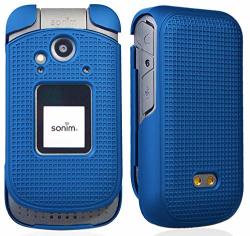 Sonim XP3 Case Nakedcellphone Cobalt Blue Protective Snap-on Cover Grid Texture For Sonim XP3 Flip Phone XP3800