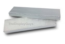JPI Display The Display Guys Pack Of 25 Silver 8X2X1 Inches Cotton Filled Paper Jewelry Box Gift Display Case 82