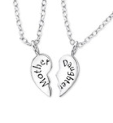 B122-C26382 - 925 Sterling Silver Set Of 2 Tiny Mother Daughter Necklaces