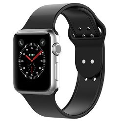 Apple Watch Band Beikel 42MM Soft Silicone Strap Sport Wrist Band Replacement For Apple Watch 42MM Serials 1 2 And 3 Black