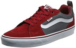 Vans Men's Low-top Trainers Sneaker Red Suede Canvas 8.5