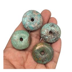 1"-1.1" 4PIECES Lot 36.7G Donut Natural Hubei Turquoise Gemstones Saucer Discs Pendant MSP82