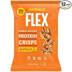 Popcorners Flex Buffalo Protein Crisps Plant-based Protein Gluten Free Snacks| 12-PACK 5 Oz Snack Bags