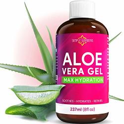 Aloe Vera Gel 100% Pure - Organic Maximum Hydration For Face Skin And Hair From Plant Juice - Soothing Lotion Oil For After Sun