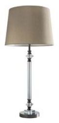 BRIGHT STAR LIGHTING Bright Star - Gun Metal Table Lamp With Hessian Colour Fabric Shade