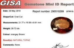 G.i.s.a. Certified 29.72ct Topaz Orangey Brown