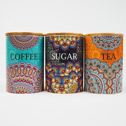 Ceramic Canister 3PK Coffee Sugar & Tea