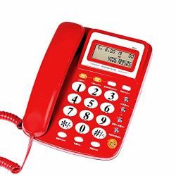 Fixed Telephone Office Phone Corded Phone Landline Caller Id Hands-free Calling Calculator Function 21.5CM20CM White Red