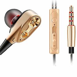Hq Design Earphones For Huawei Y7 2019 Smartphone With Microphone Hands-free Kit Universal Jack Gold
