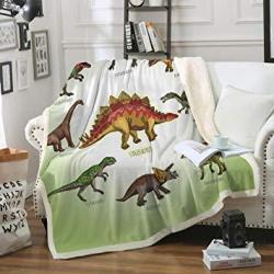 Dinosaur Sleepwish Throw Blanket Kids Boys Ancient Animal Sherpa Fleece Blanket Green White S Blankets 50 X 60