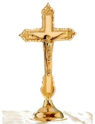 22.5cm Solid Brass Standing Crucifix