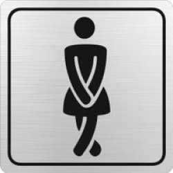 Parrot Products Ladies Toilet Symbolic Sign Black Printed On Brushed Aluminium Acp 150 X 150MM