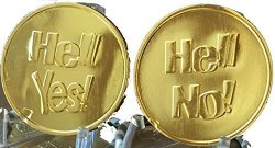 Hell Yes - Hell No Flipping Coin Gold Color Decision Maker Flip Medallion By Recoverychip