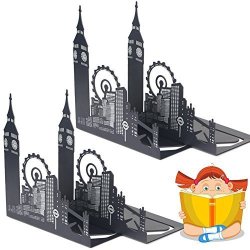 Decorative Art Bookends Black Metal Non Skid Heavy Duty Bookends For Office London Big Ben By Sun Cling 2 Pairs