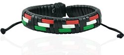 Alpah Man Tristate Adventure Holiday In Boots Thread-woven Faux Leather Bracelet Red & Green 7.05