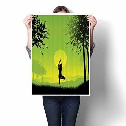 Artwork Canvas Prints Abstract Pictures Meditating Lady Under Sunsky In The Forest Serenity Balance Soul Nature Artwork On Canvas Wall Art For Home Decorations