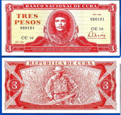 Cuba 3 Pesos 1984 Che Guevara Unc Pesos Centavos Pesos Centavos Caribe America Banknote