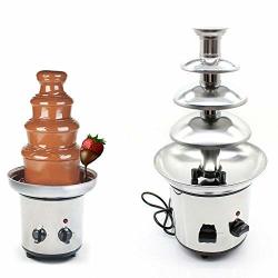 Botaidahong Chocolate Fondue Fountain 4 Tier Entertainment Party Fruit Dessert Dip Heat Base Stainless Steel Luxury Hot Chocolate Cream Fountain Commercial Max Capacity 1KG