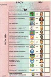 R.s.a. Official 1994 Provincial Ballot Paper Western.cape With Ifp Sticker Complete