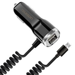 Teleson Micro USB Car Charger Universal Car Charger With 2 USB And Micro USB Adapter For Samsung Nokie LG Htc Nexus Android Device And More Black