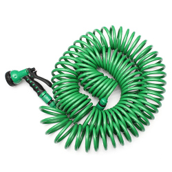 Eva 25m Garden Coiled Water Hose Pipe With Nozzle Washing Car