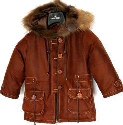 Amazing Kids Genuine Leather Winter Jacket With Fur Hood Chloe Designsize 98-104 For 3-4 Years