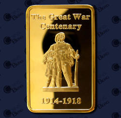 Great War Wwi 1 Troy Ounce 1 Oz Gold Plated Bar Honor Duty Commemorative