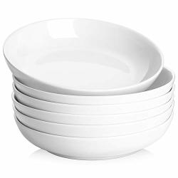 Y Yhy 30 Ounces Porcelain Pasta Salad Soup Bowls Large Serving Bowl Set Wide And Flat Set Of 6 White