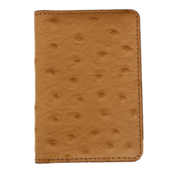 Slim Card Wallet - Premium Ostrich Leather - Magnetic Closure - Beige