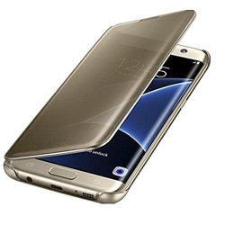 Luxurious Shiny Flip Case Cover Samsung Galaxy S7 Edge Gold