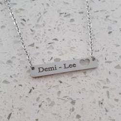 Demi-lee Personalized Name Bar Necklace Stainless Steel Silver Gold Or Rose Gold Ready In 3 Days