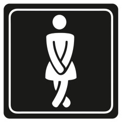 Parrot Products Ladies Toilet Symbolic Sign White Printed On Black Acp 150 X 150MM