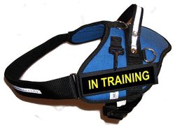 XL Blue Professional Service Dog Harness Includes 2 'in Training' Badges Girth - 35"-46" - Redline K9